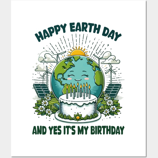 Happy Earth Day It's My Birthday Funny Earth Day 2024 Kids Wall Art by JUST PINK